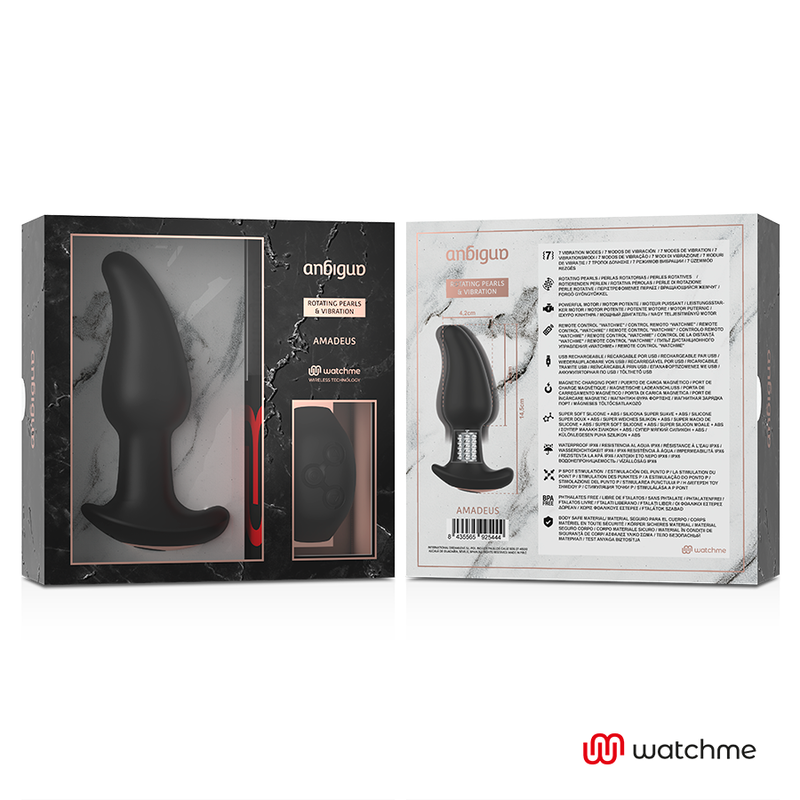 ANBIGUO - WATCHME REMOTE CONTROL ANAL PLUG VIBRATOR WITH AMADEUS BEAD ROTATING