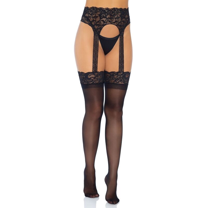 LEG AVENUE - OPAQUE GARTER STOCKINGS ONE SIZE