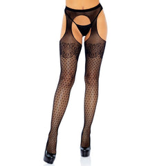 LEG AVENUE - ONE SIZE FISHNET AND POLKA DOT BODY TIGHTS