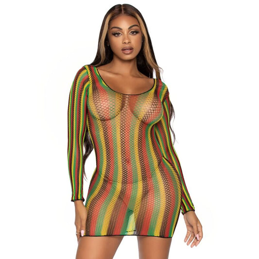 LEG AVENUE - ONE SIZE NET MINI DRESS WITH DREADLOCKS