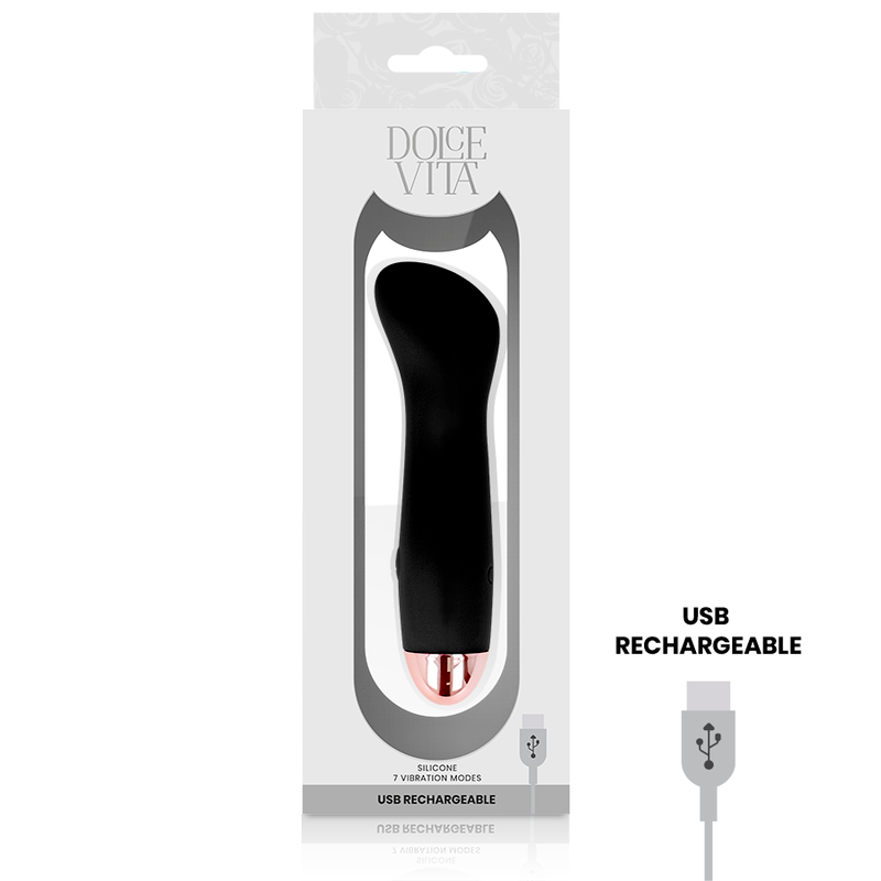 DOLCE VITA - ONE BLACK RECHARGEABLE VIBRATOR 7 SPEEDS