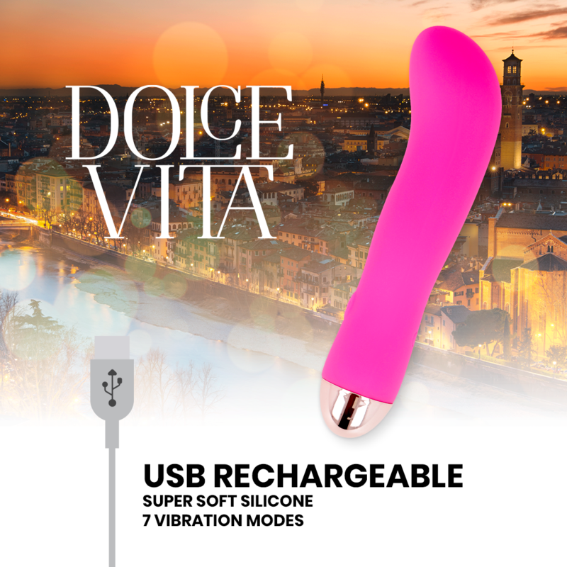 DOLCE VITA - TWO PINK 7 SPEEDS RECHARGEABLE VIBRATOR