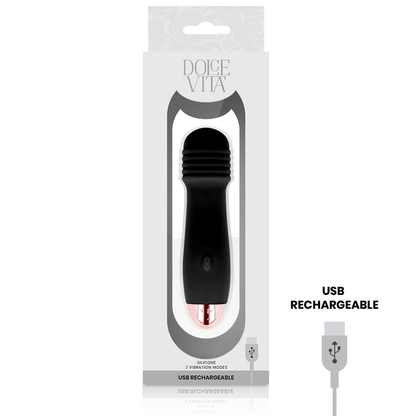 DOLCE VITA - TRES BLACK 7 SPEEDS RECHARGEABLE VIBRATOR