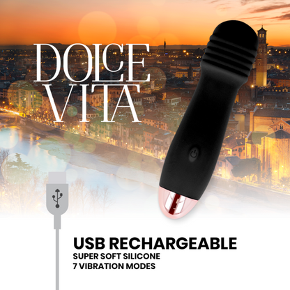 DOLCE VITA - TRES BLACK 7 SPEEDS RECHARGEABLE VIBRATOR