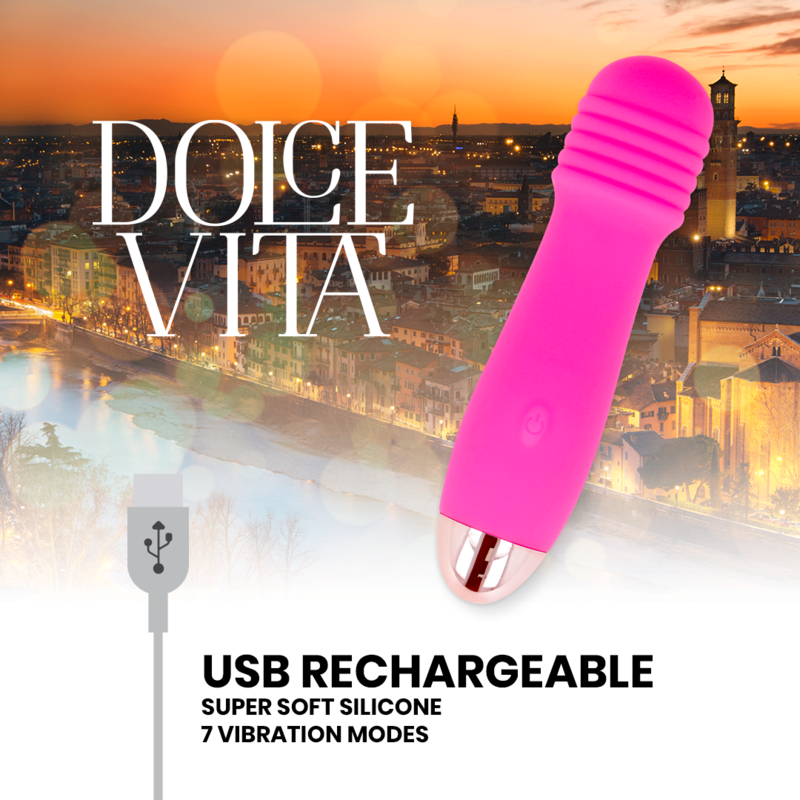 DOLCE VITA - THREE PINK 7 SPEEDS RECHARGEABLE VIBRATOR