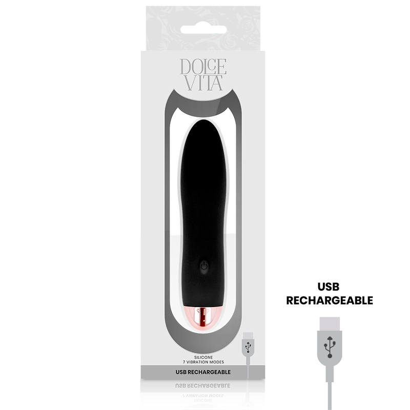 DOLCE VITA - FOUR BLACK 7 SPEEDS RECHARGEABLE VIBRATOR