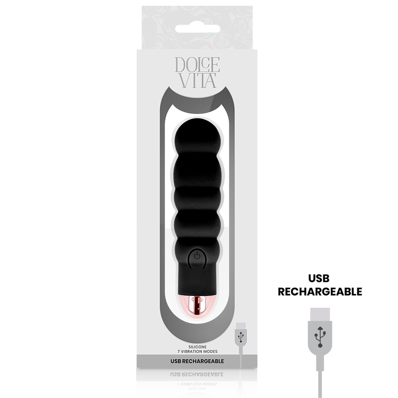 DOLCE VITA - SIX BLACK 7 SPEEDS RECHARGEABLE VIBRATOR