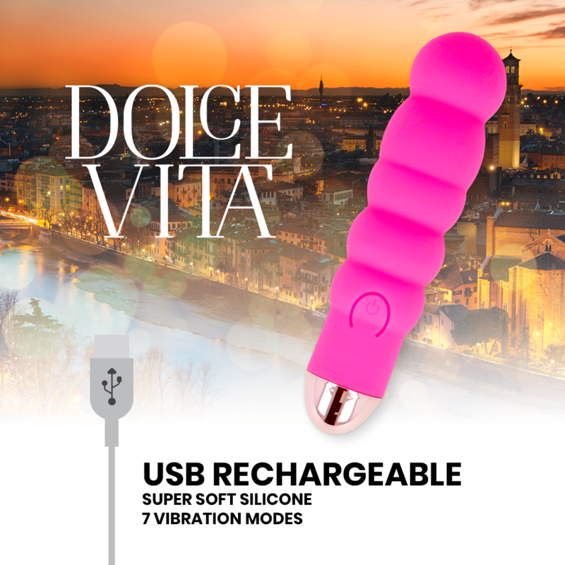 DOLCE VITA - SIX PINK 7 SPEEDS RECHARGEABLE VIBRATOR