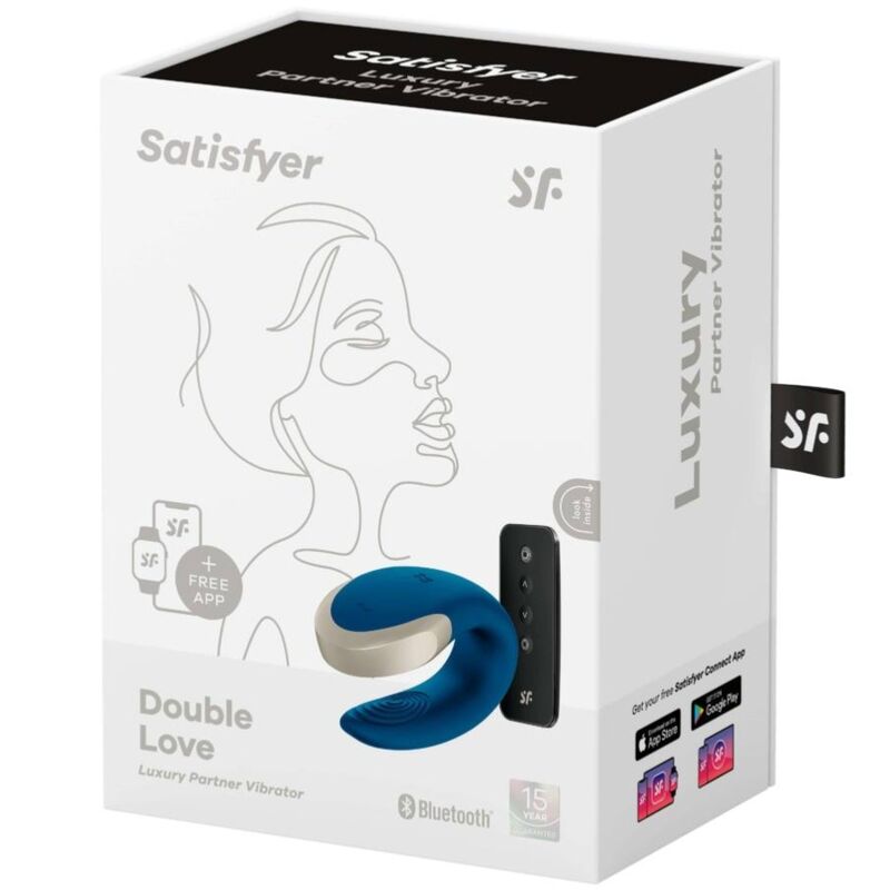 SATISFYER - DOUBLE LOVE APP VIBRATOR FOR COUPLES LUXURY BLUE