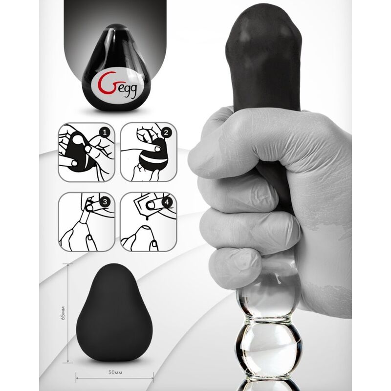 G-VIBE - BLACK REUSABLE TEXTURED MASTURBATOR EGG