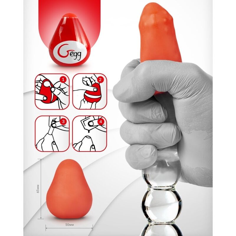 G-VIBE - RED REUSABLE TEXTURED MASTURBATOR EGG