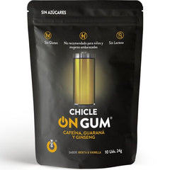 WUG GUM - ON CHICLE CAFEÍNA, GINSENG Y GUARANÁ 10 UNIDADES