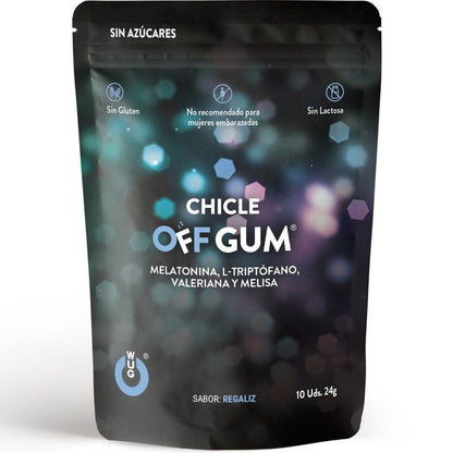 WUG GUM - OFF VALERIAN GUM, TRYPTOPHAN, MELISSA AND MELATONIN 10 UNITS