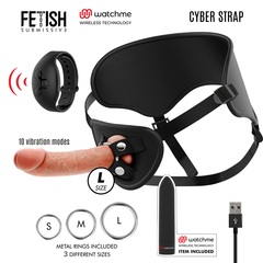 FETISH SUBMISSIVE CYBER STRAP - HARNESS WITH DILDO AND BULLET REMOTE CONTROL WATCHME TECHNOLOGY L