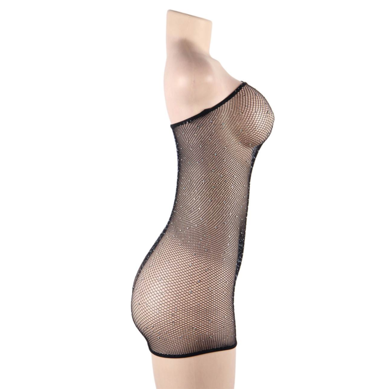 QUEEN LINGERIE - DIAMONDS NET BODY DRESS S/L