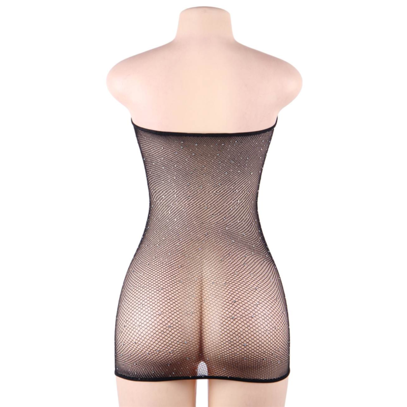 QUEEN LINGERIE - DIAMONDS NET BODY DRESS S/L