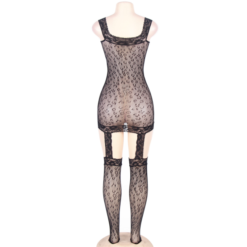 QUEEN LINGERIE - LEOPARD STYLE BODYSTOCKING S/L