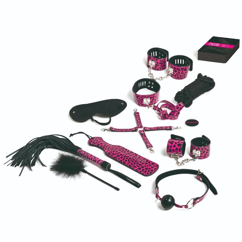 TEASE &amp; PLEASE - SET OF 13 MAGENTA BONDAGE ACCESSORIES