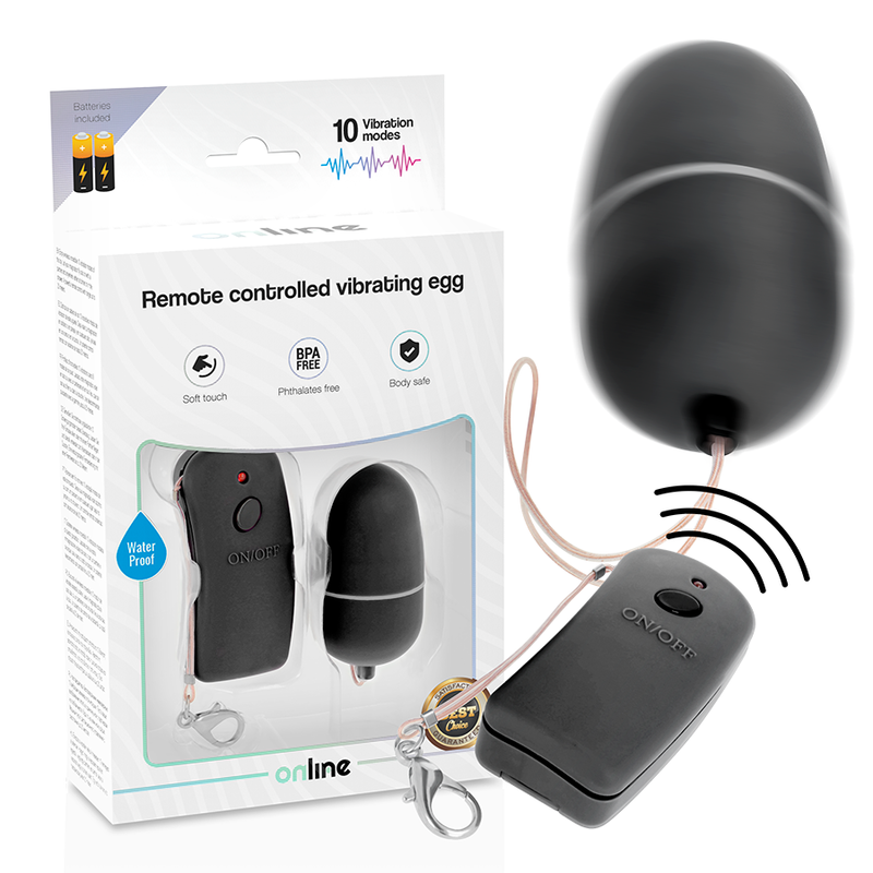 ONLINE - BLACK VIBRATING EGG WITH REMOTE CONTROL