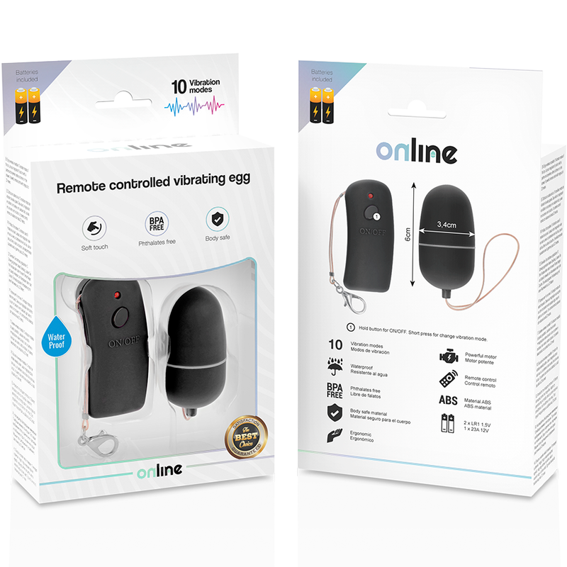 ONLINE - BLACK VIBRATING EGG WITH REMOTE CONTROL