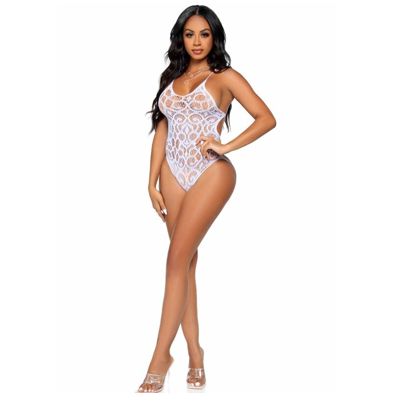 LEG AVENUE - LACE TEDDY WITH STRAPS ON THE BACK - WHITE