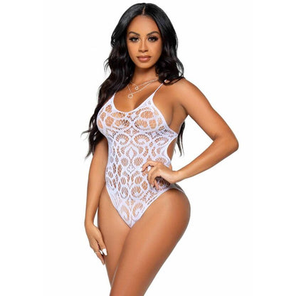 LEG AVENUE - LACE TEDDY WITH STRAPS ON THE BACK - WHITE