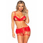 LEG AVENUE - THREE-PIECE SET BRA, GARTER BELT AND THONG