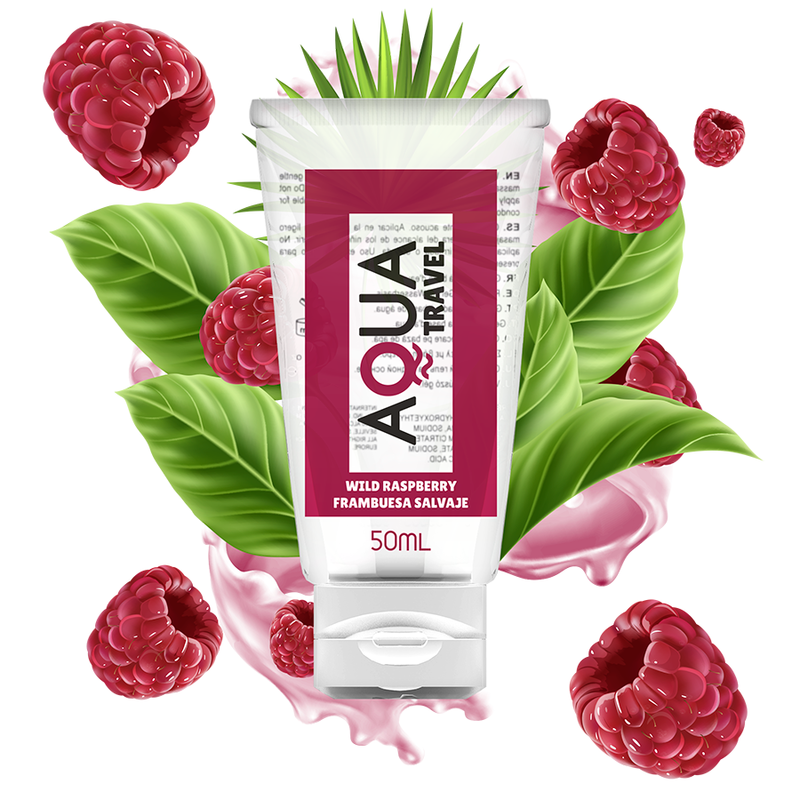 AQUA TRAVEL - WILD RASPBERRY FLAVOR WATER-BASED LUBRICANT - 50 ML