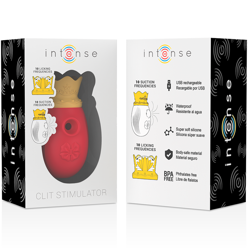 INTENSE - CLITORIS STIMULATOR 10 SUCTION AND LICKING MODES - RED