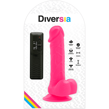 DIVERSIA - PINK FLEXIBLE VIBRATING DILDO 20.5 CM -OR- 4.2 CM