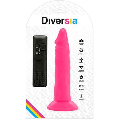 DIVERSIA - FLEXIBLE VIBRATING DILDO PINK 23 CM -OR- 4.3 CM