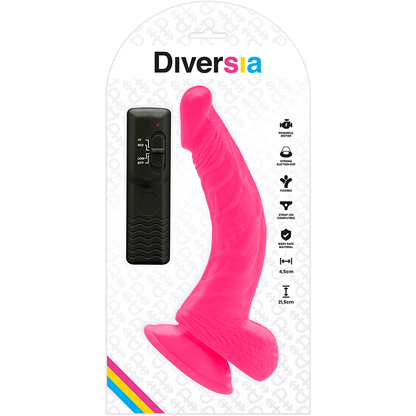 DIVERSIA - PINK FLEXIBLE VIBRATING DILDO 21.5 CM -OR- 4.5 CM