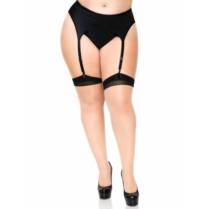 LEG AVENUE - NUDE STOCKINGS WITH CUBAN HEEL AND BACK SEAM PLUS