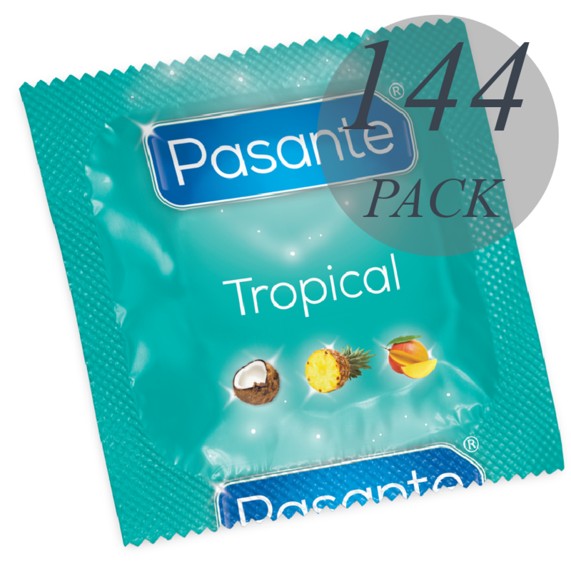 PASANTE - TROPICAL FLAVOR CONDOMS BAG 144 UNITS