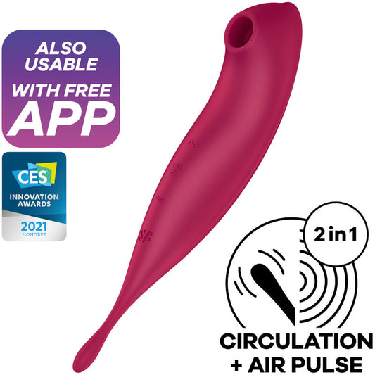 SATISFYER - TWIRLING PRO+ STIMULATOR AND VIBRATOR APP RED