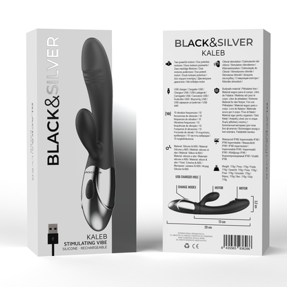 BLACK&amp;SILVER - KALEB VIBRATOR RABBIT SILICON MULTI-FUNCTION