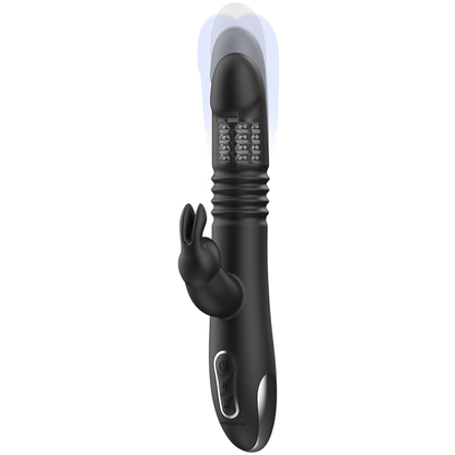 BLACK&amp;SILVER - KENJI RABBIT UP &amp; DOWN VIBRATOR COMPATIBLE WITH WATCHME