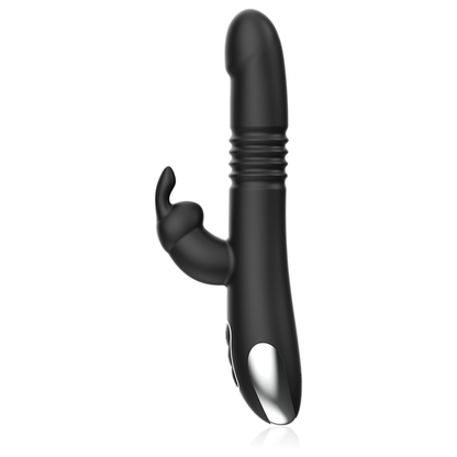 BLACK&amp;SILVER - KENJI RABBIT UP &amp; DOWN VIBRATOR COMPATIBLE WITH WATCHME