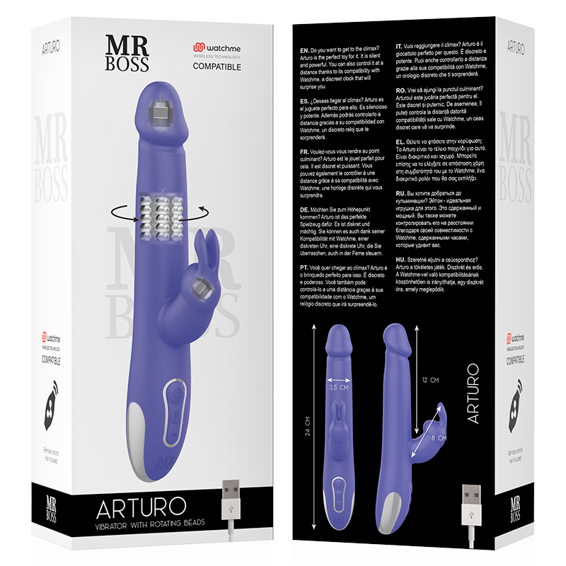 MR BOSS - ARTURO VIBRATOR &amp; ROTATOR COMPATIBLE WITH WATCHME WIRELESS TECHNOLOGY