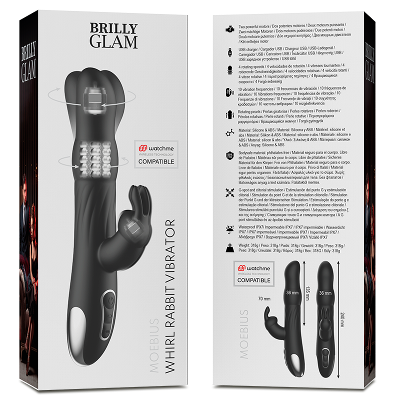 BRILLY GLAM - MOEBIUS RABBIT VIBRATOR &amp; ROTATOR COMPATIBLE WITH WATCHME WIRELESS TECHNOLOGY