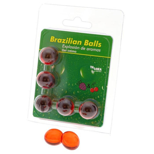 TALOKA - BRAZILIAN BALLS INTIMATE GEL STRAWBERRY &amp; CHERRY 5 BALLS