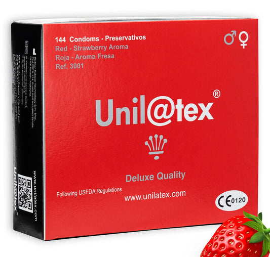 UNILATEX - RED/STRAWBERRY CONDOMS 144 UNITS