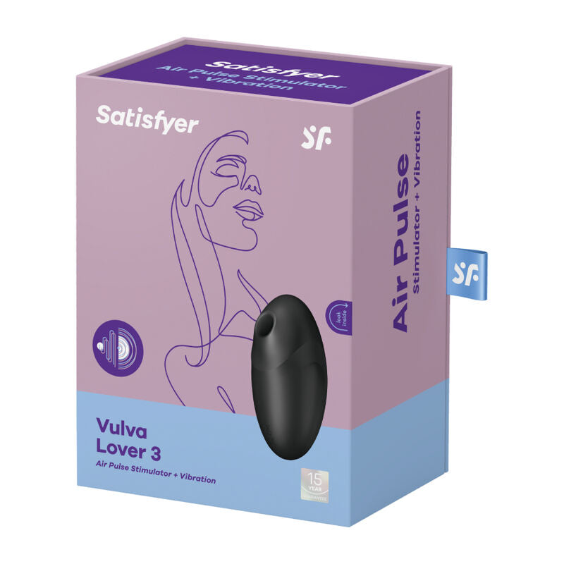 SATISFYER - VULVA LOVER 3 STIMULATOR AND VIBRATOR BLACK