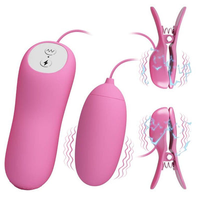 PRETTY LOVE - PINK VIBRATING ELECTROSHOCK CLIPS