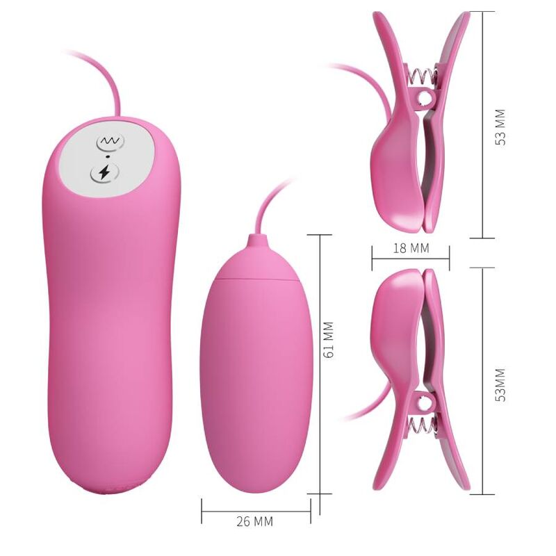 PRETTY LOVE - PINK VIBRATING ELECTROSHOCK CLIPS