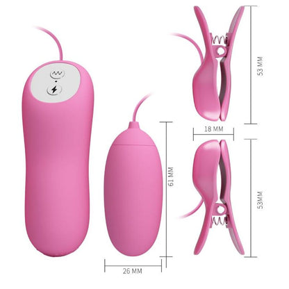 PRETTY LOVE - PINK VIBRATING ELECTROSHOCK CLIPS