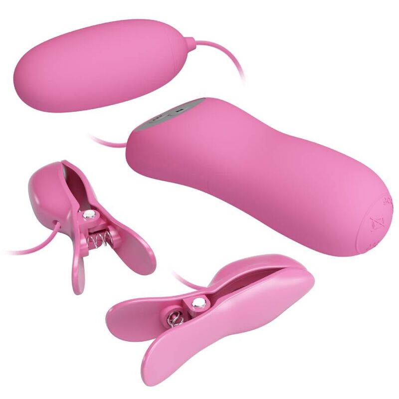 PRETTY LOVE - PINK VIBRATING ELECTROSHOCK CLIPS