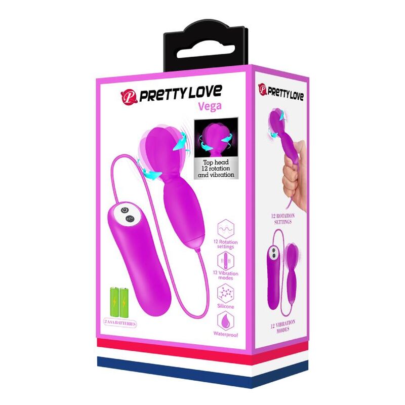 PRETTY LOVE - VEGA MASSAGER ROTATION AND VIBRATION 12 FUNCTIONS FUCHSIA