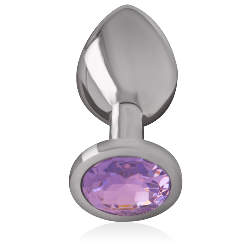 INTENSE - METAL ALUMINUM ANAL PLUG WITH VIOLET CRYSTAL SIZE M