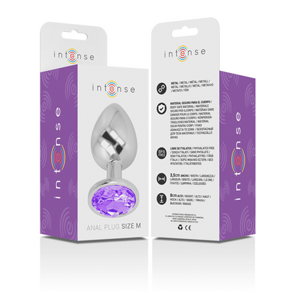 INTENSE - METAL ALUMINUM ANAL PLUG WITH VIOLET CRYSTAL SIZE M